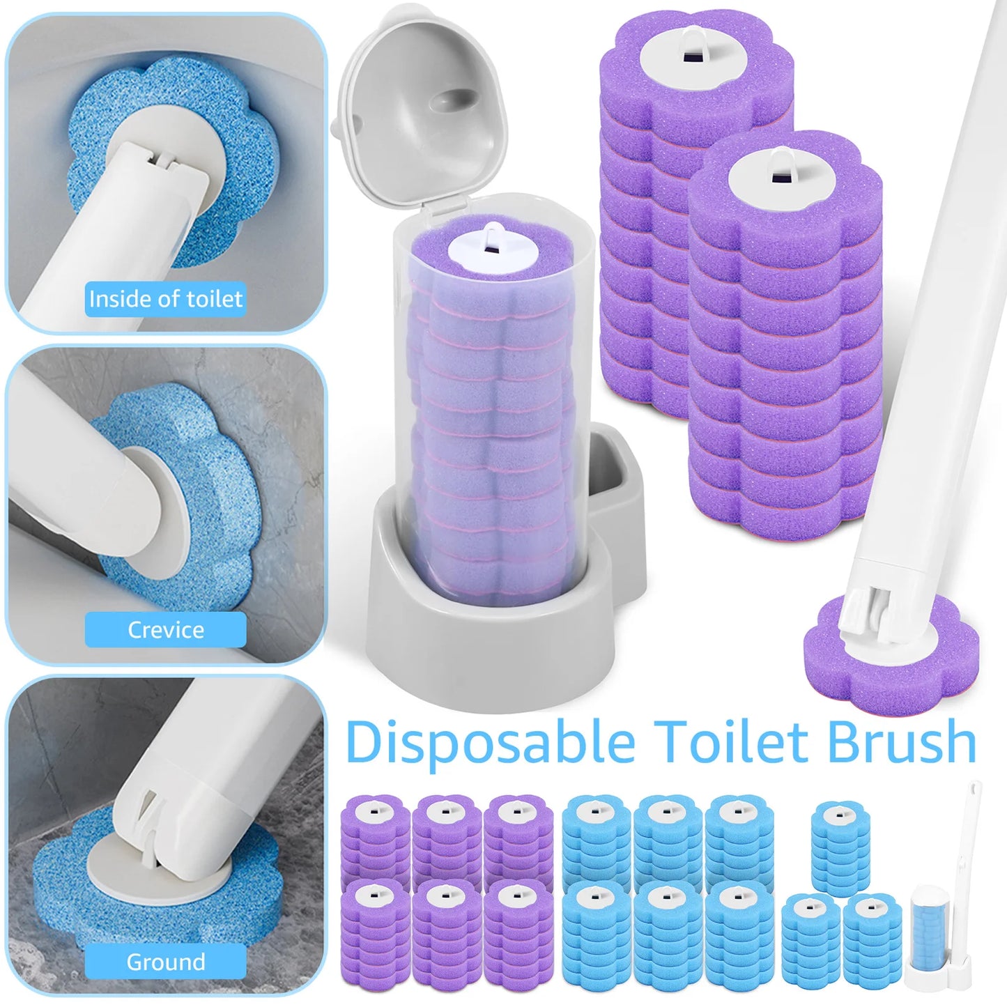 18/36 Pcs Toilet Brush Cleaning Kit with Long Handle – The Ultimate Bathroom Cleaning Solution!