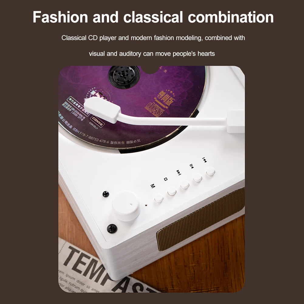 Retro CD Player – Rechargeable, Bluetooth-Compatible, and Portable Music Player