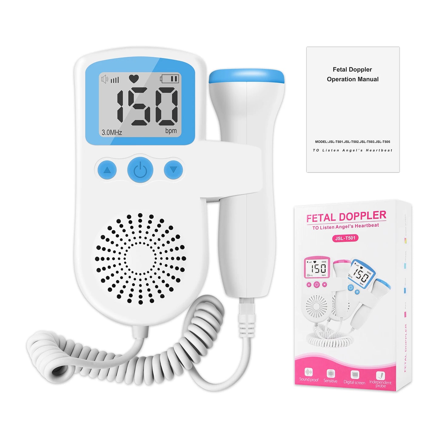 3MHz Fetal Doppler – Portable Baby Heartbeat Monitor for Home Use (Safe & Easy)