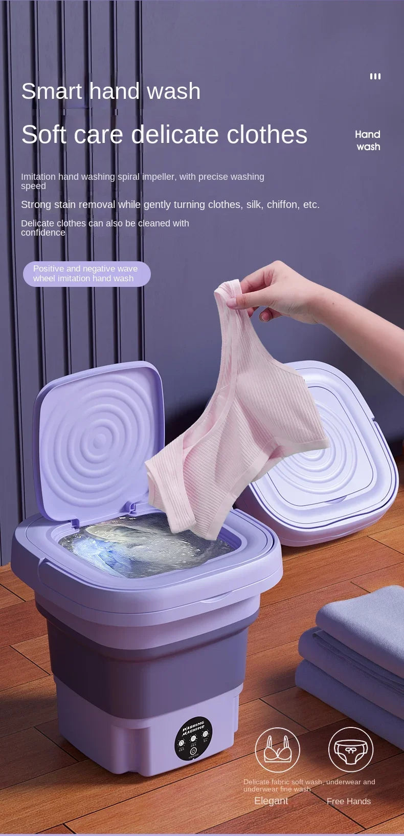 8L Portable Foldable Washing Machine with Spin Dryer – Compact and Convenient Laundry Solution!