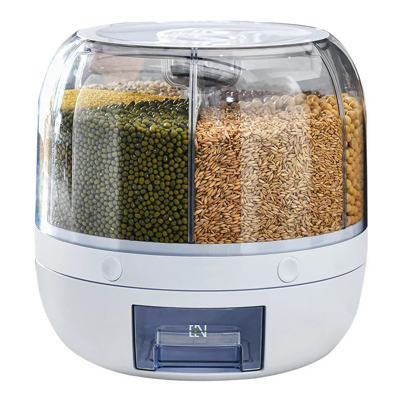 360° Rotating Rice & Grain Dispenser – Smart, Sealed Kitchen Storage