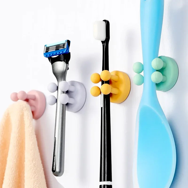 4-Pack Silicone Shaver & Toothbrush Holders – Space-Saving, Waterproof & Versatile!