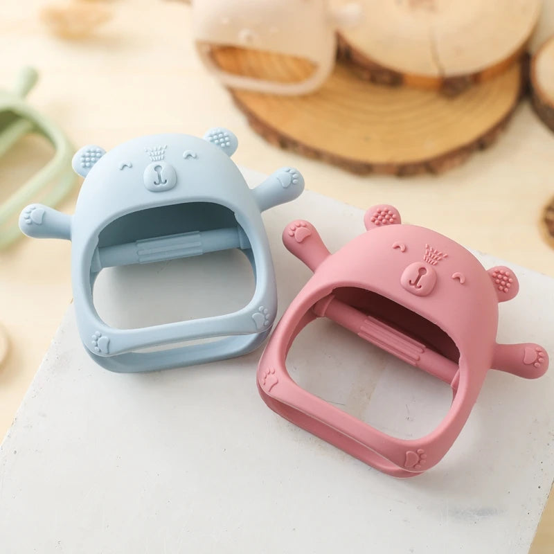 Baby Teething Mittens – BPA-Free Silicone Teether Gloves (Bear Design)