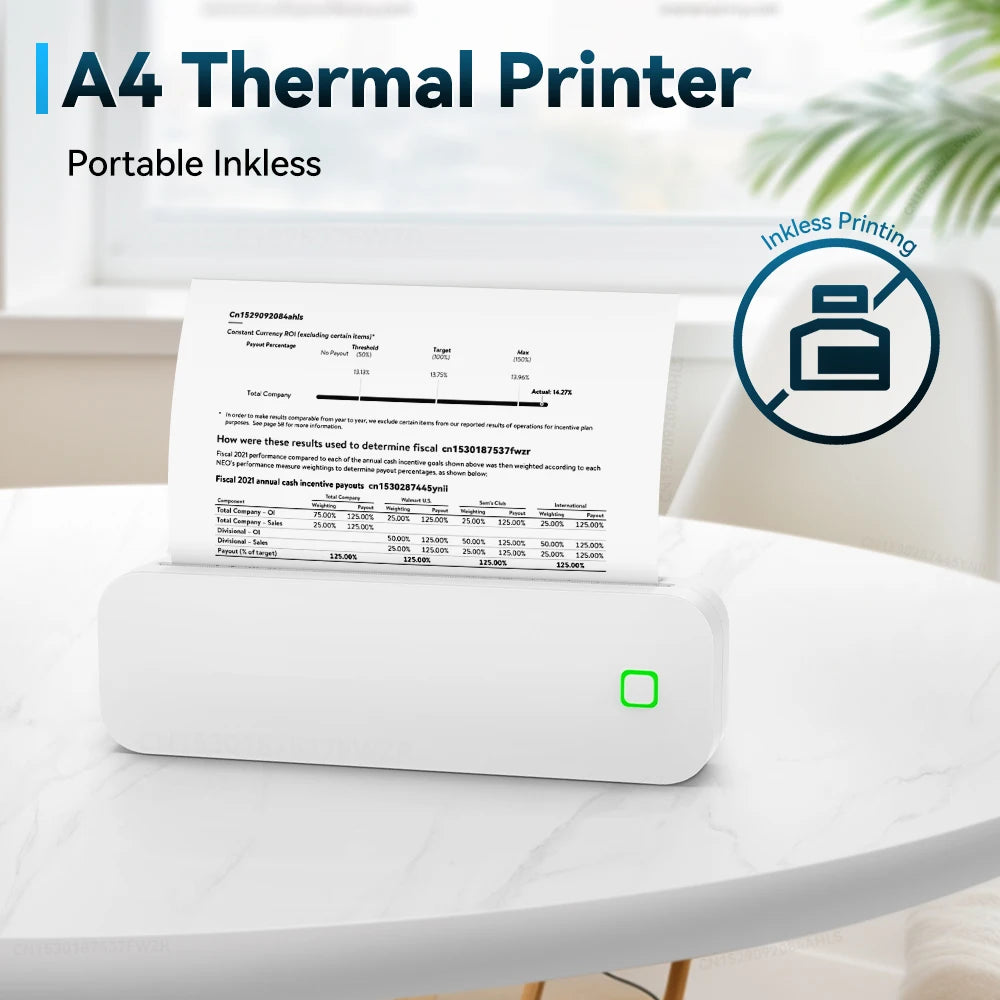 Portable Mini A4 Thermal Printer – Ink-Free Printing for On-the-Go Convenience!