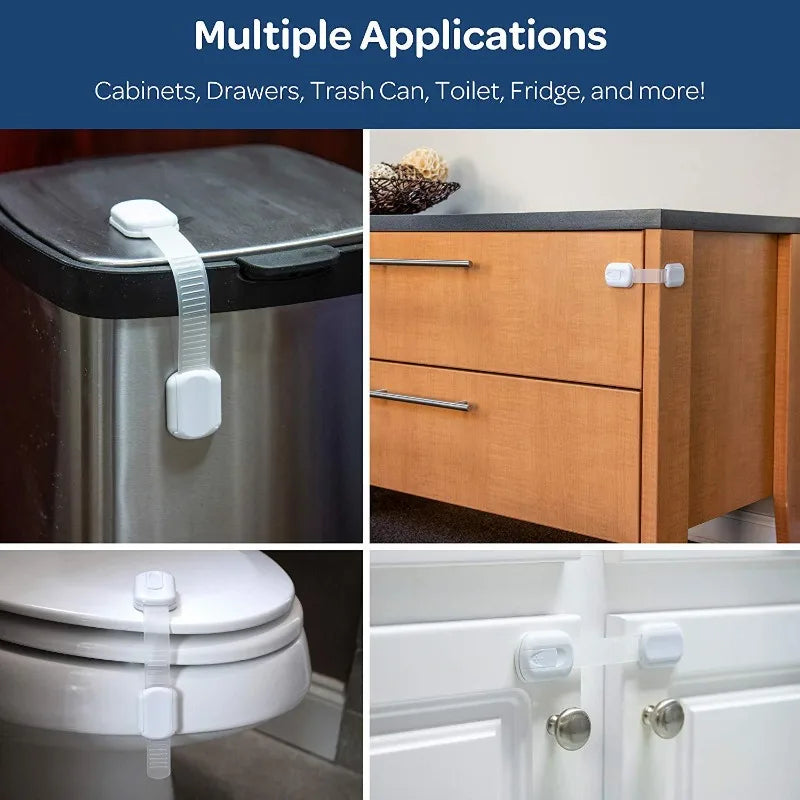 Baby Proofing Cabinet Locks (6-Pack) – Strong Adhesive Safety Latches for Drawers & Doors