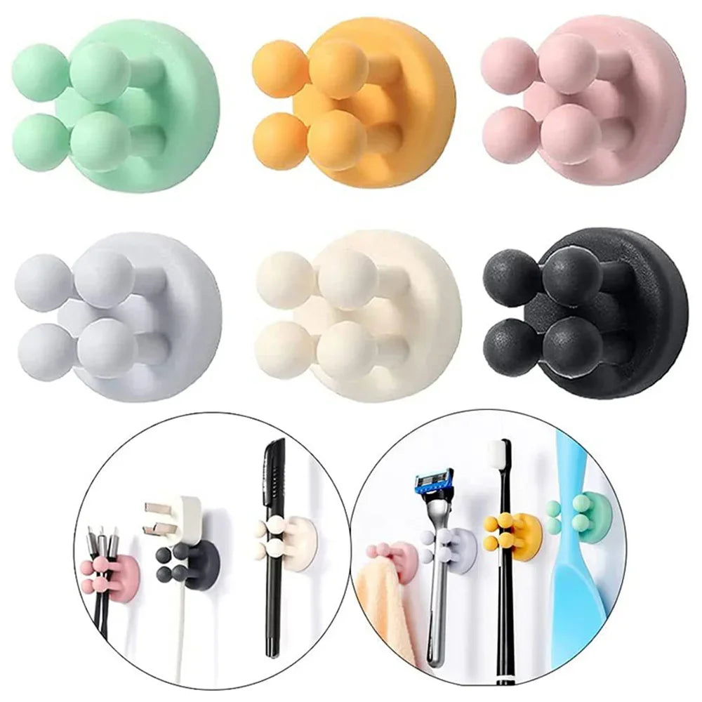 4-Pack Silicone Shaver & Toothbrush Holders – Space-Saving, Waterproof & Versatile!