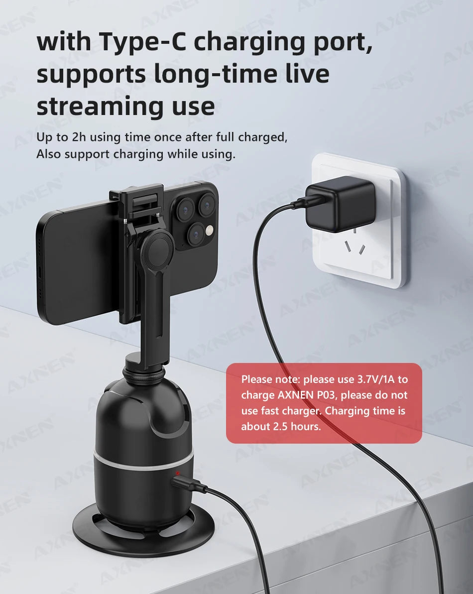 360° Auto Face Tracking Phone Holder – Foldable, Gesture-Controlled Stand for Vlogging & Live Streaming