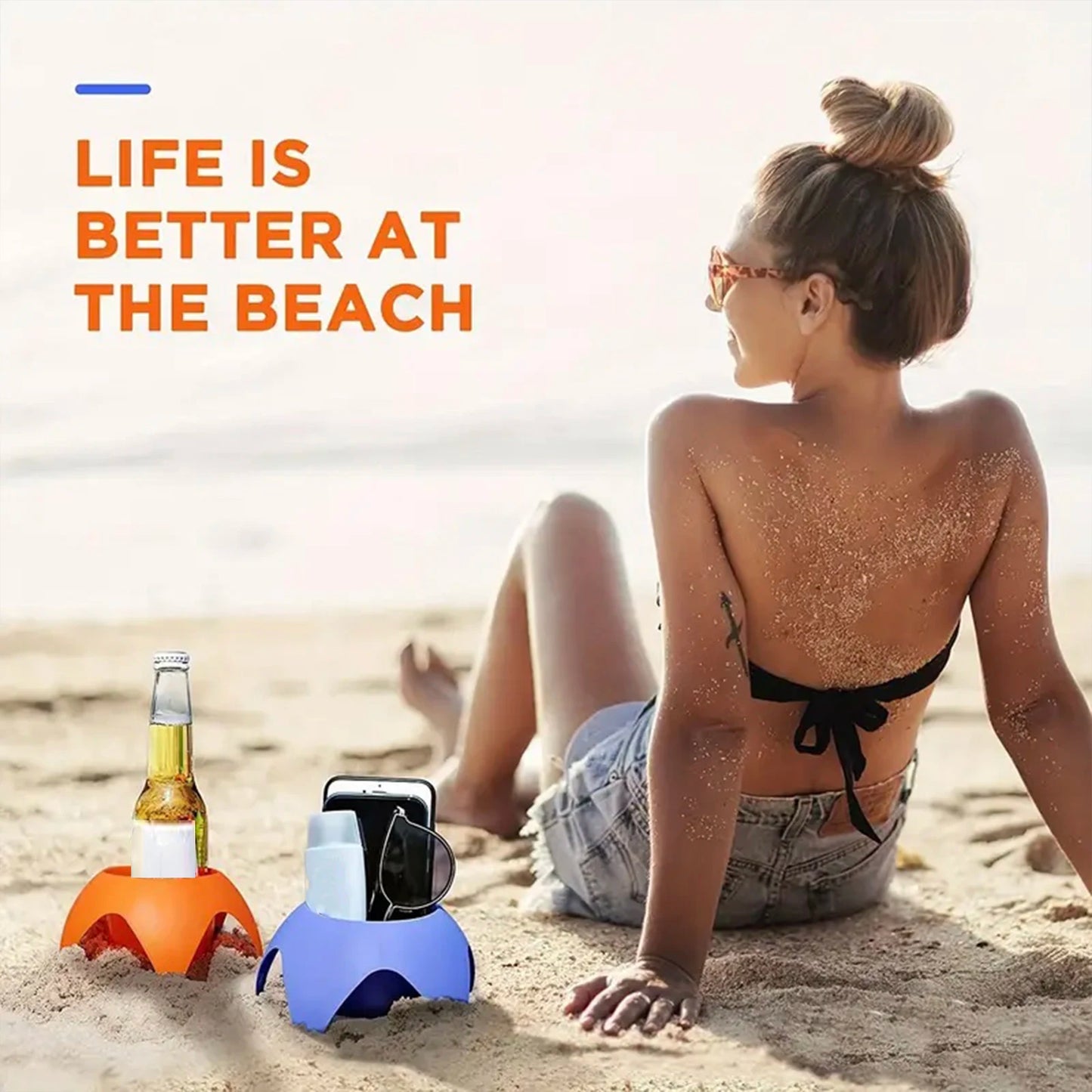 5-Pack Beach Cup Holders – Sand-Stable Drink Stands for Beer, Cocktails & Smoothies (Multicolour)