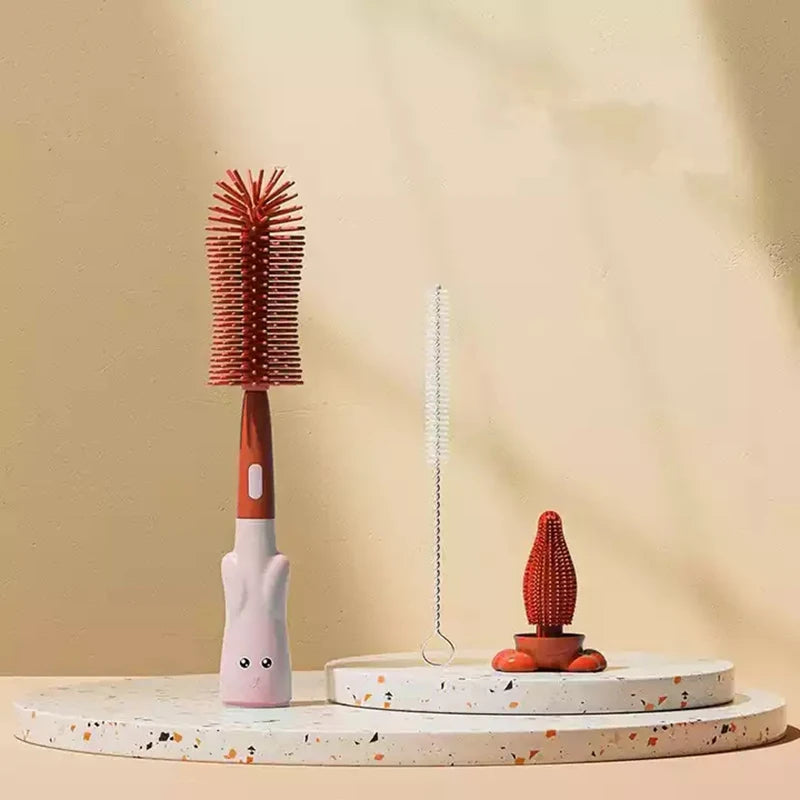 3-in-1 Silicone Baby Bottle Brush Set – BPA-Free, Soft & Hygienic Cleaning Kit