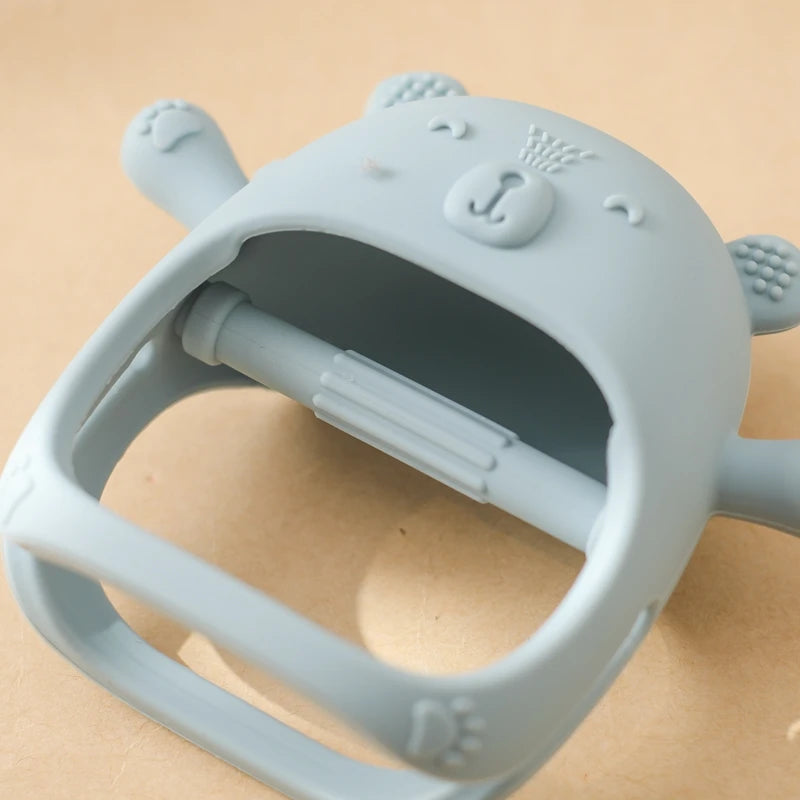 Baby Teething Mittens – BPA-Free Silicone Teether Gloves (Bear Design)