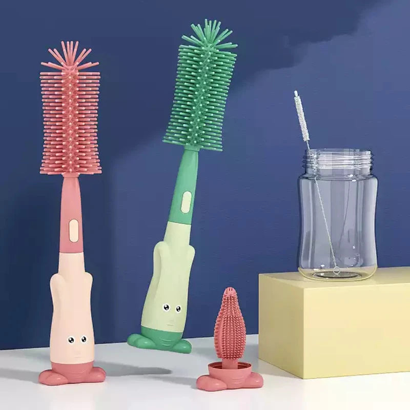 3-in-1 Silicone Baby Bottle Brush Set – BPA-Free, Soft & Hygienic Cleaning Kit
