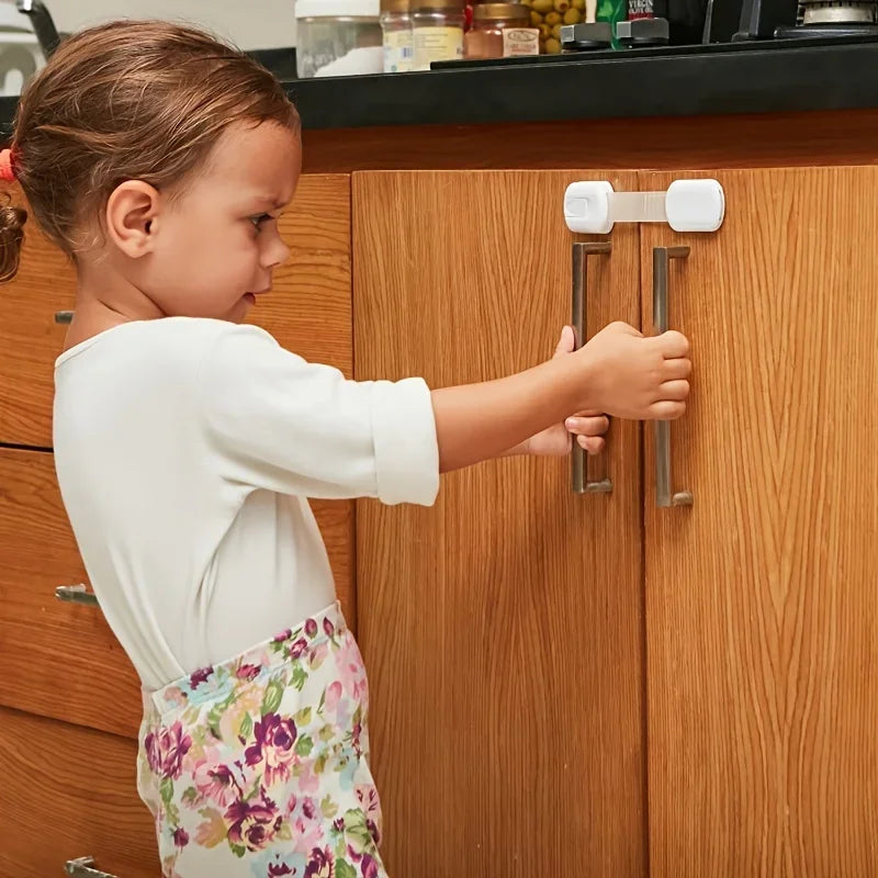 Baby Proofing Cabinet Locks (6-Pack) – Strong Adhesive Safety Latches for Drawers & Doors