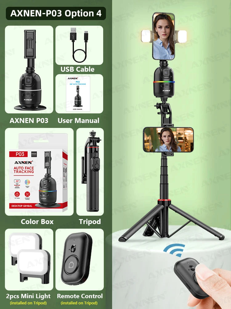 360° Auto Face Tracking Phone Holder – Foldable, Gesture-Controlled Stand for Vlogging & Live Streaming
