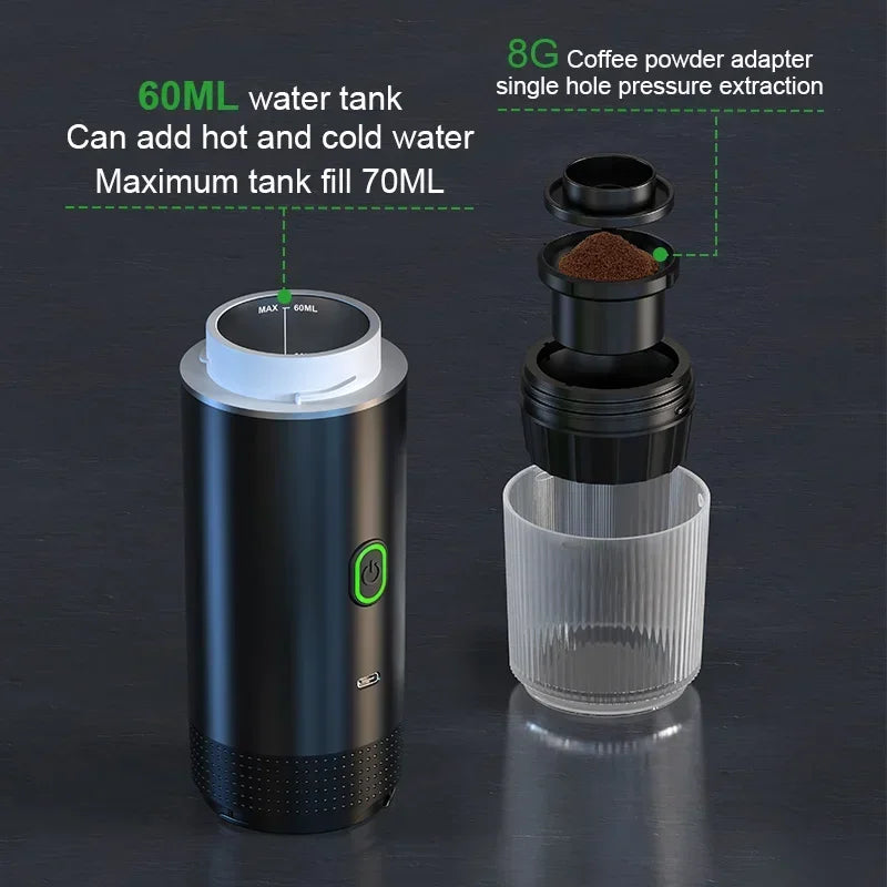 Wireless Electric Portable Espresso Coffee Machine 3 in 1 – Brew Barista-Quality Coffee Anywhere!