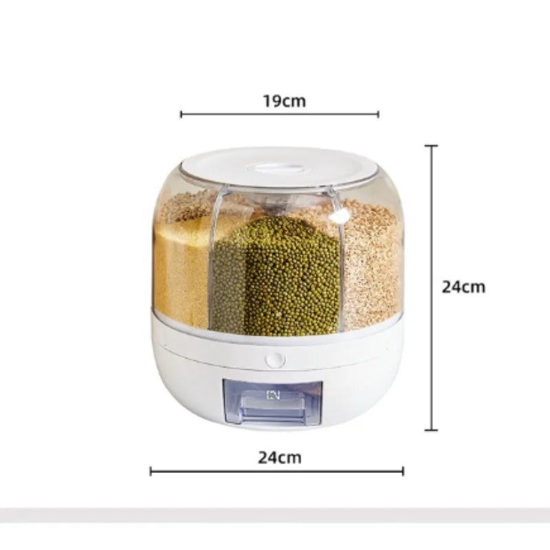 360° Rotating Rice & Grain Dispenser – Smart, Sealed Kitchen Storage