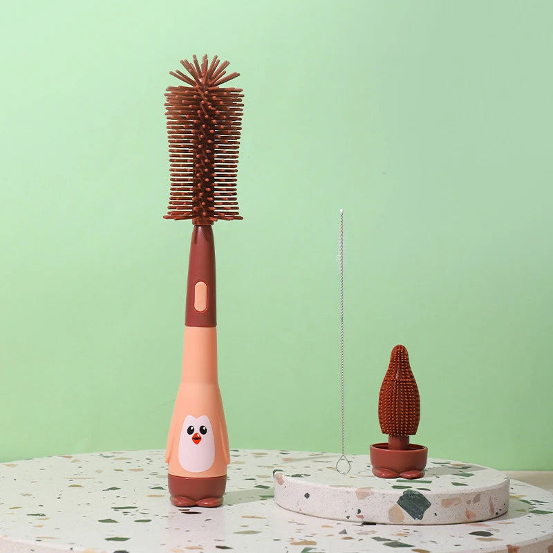 3-in-1 Silicone Baby Bottle Brush Set – BPA-Free, Soft & Hygienic Cleaning Kit