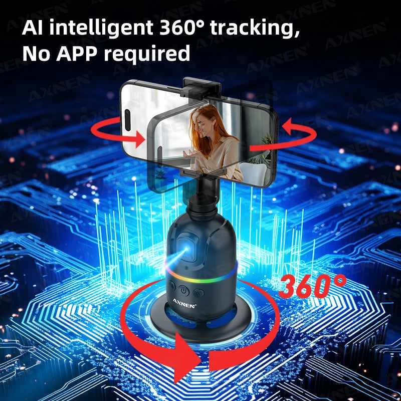 360° Auto Face Tracking Phone Holder – Foldable, Gesture-Controlled Stand for Vlogging & Live Streaming