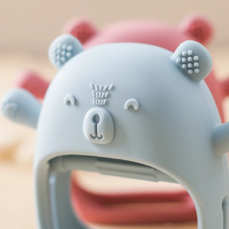 Baby Teething Mittens – BPA-Free Silicone Teether Gloves (Bear Design)