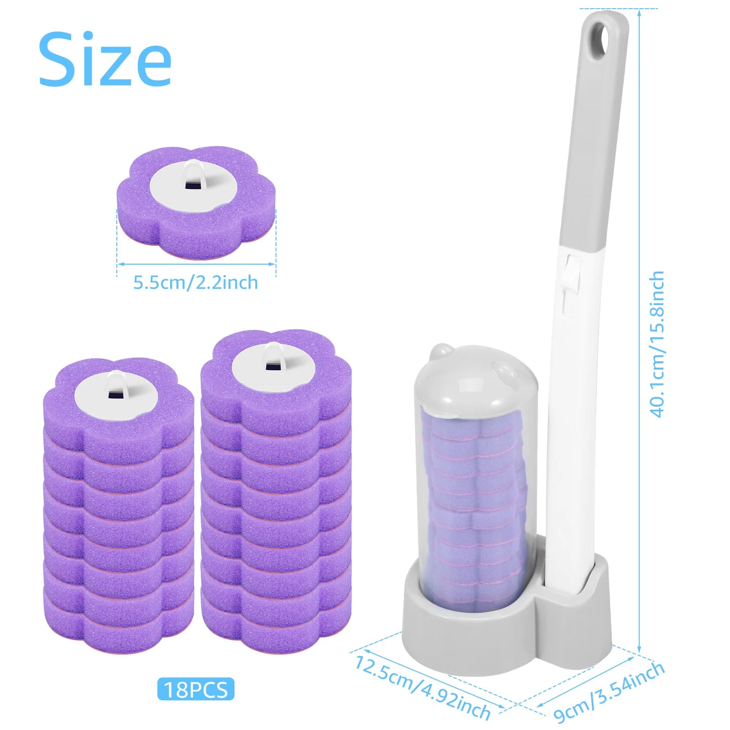 18/36 Pcs Toilet Brush Cleaning Kit with Long Handle – The Ultimate Bathroom Cleaning Solution!