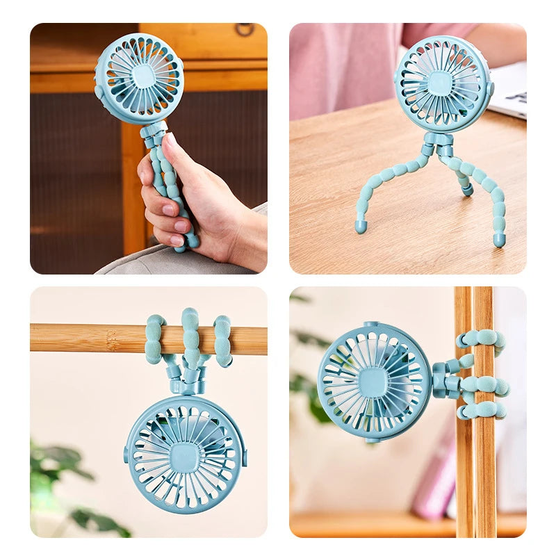 Portable Baby Stroller Fan – USB Rechargeable, 3 Speeds
