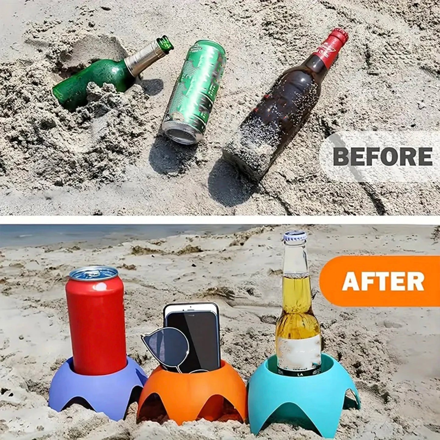 5-Pack Beach Cup Holders – Sand-Stable Drink Stands for Beer, Cocktails & Smoothies (Multicolour)