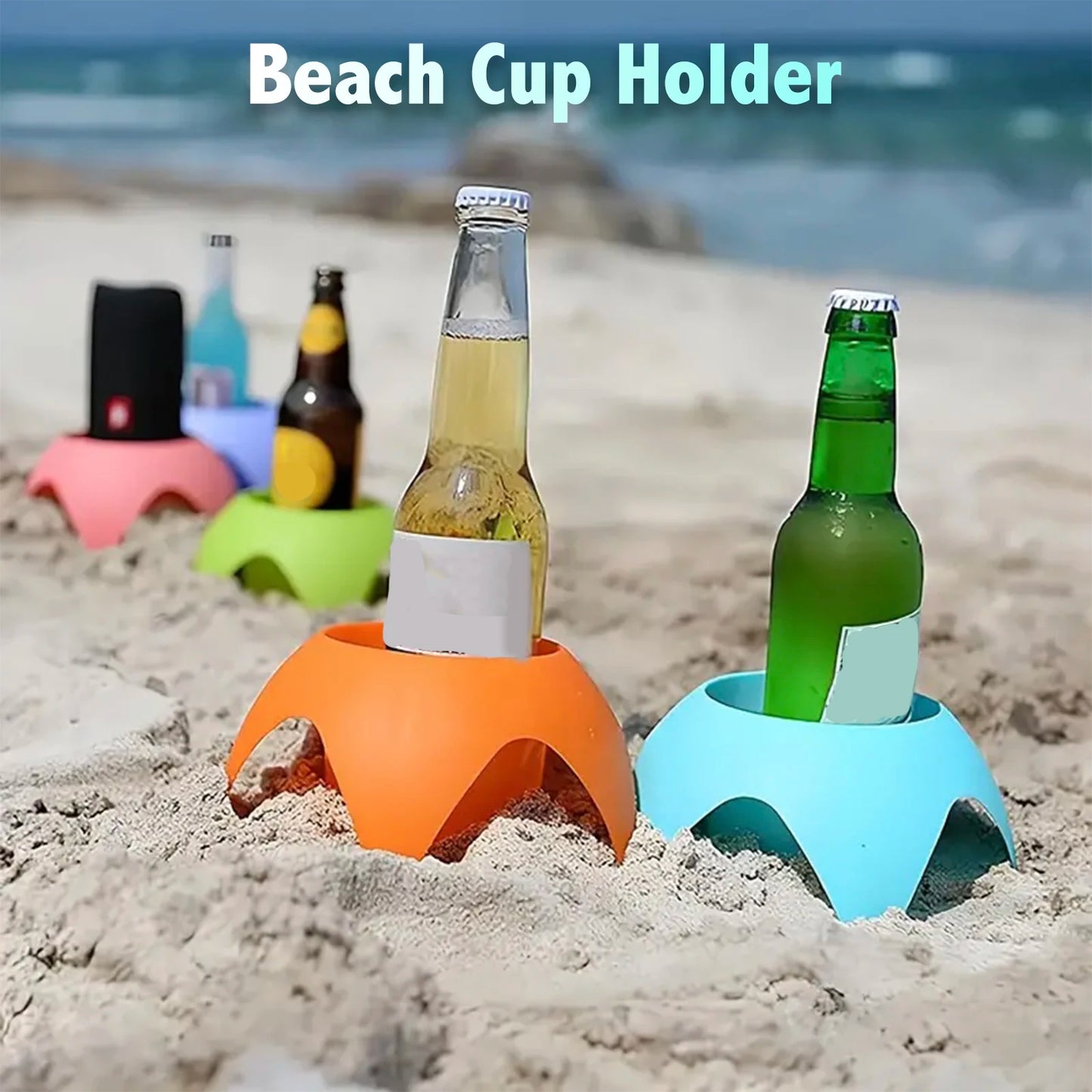 5-Pack Beach Cup Holders – Sand-Stable Drink Stands for Beer, Cocktails & Smoothies (Multicolour)