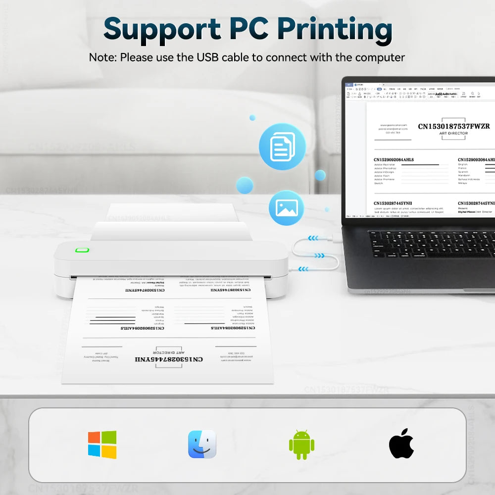 Portable Mini A4 Thermal Printer – Ink-Free Printing for On-the-Go Convenience!