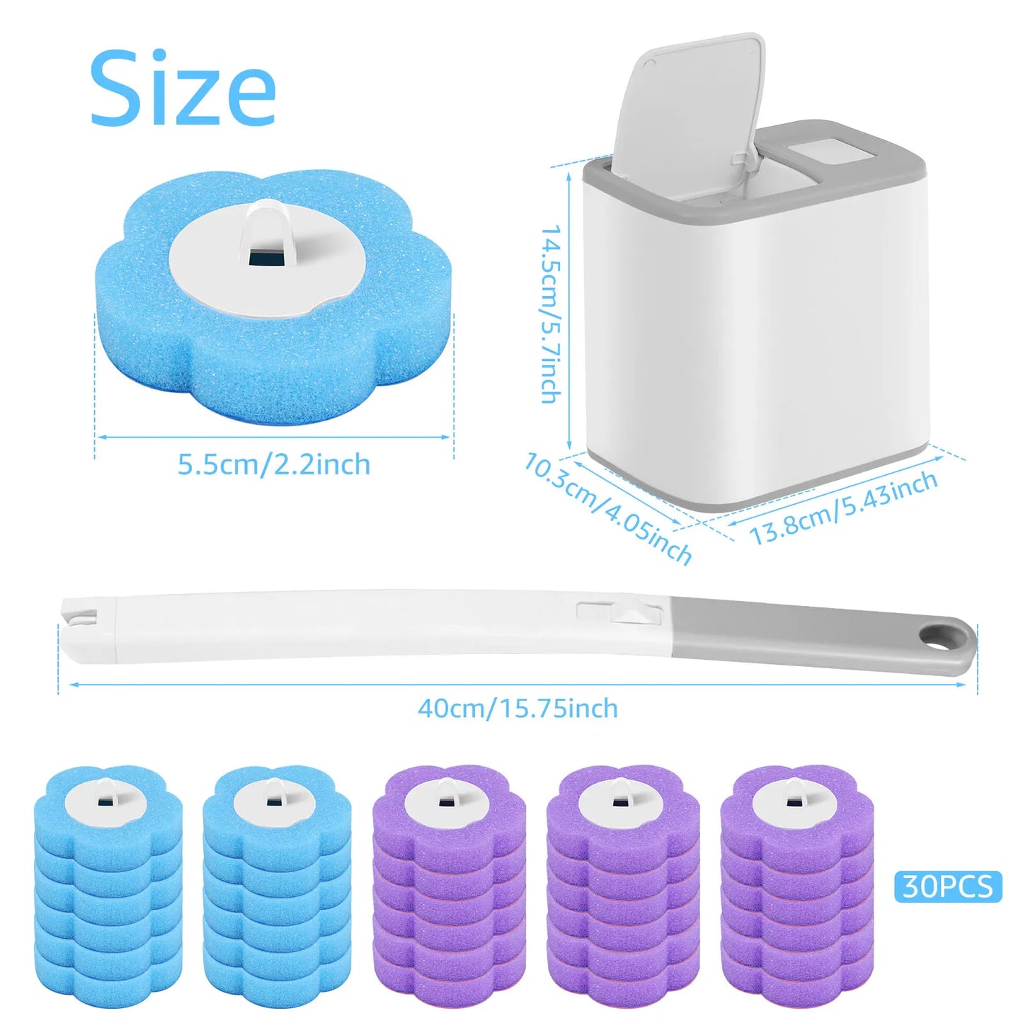 18/36 Pcs Toilet Brush Cleaning Kit with Long Handle – The Ultimate Bathroom Cleaning Solution!