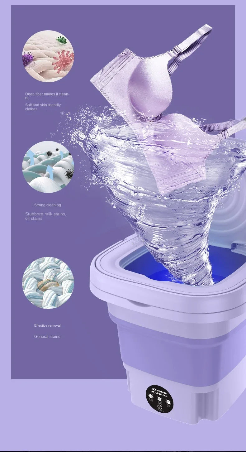8L Portable Foldable Washing Machine with Spin Dryer – Compact and Convenient Laundry Solution!