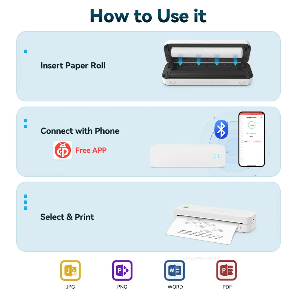 Portable Mini A4 Thermal Printer – Ink-Free Printing for On-the-Go Convenience!
